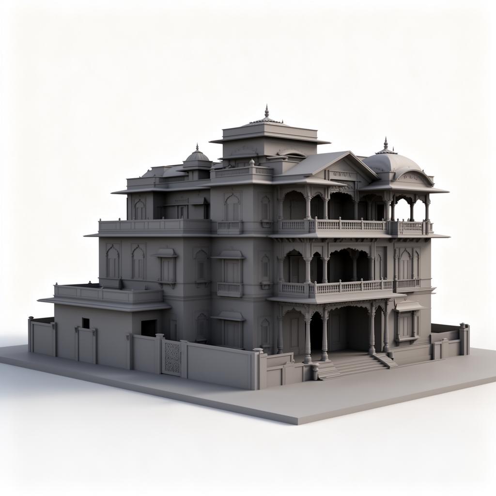 G+3 Luxury Kothi (Gomti Nagar style) — 3000 sqft plot · 50×60 3D render